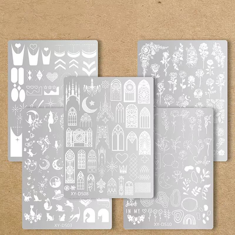 Butterfly Floral Heart Window Pattern Nail Stamping Plate – Multi-Pattern Nail Art Steel Plate