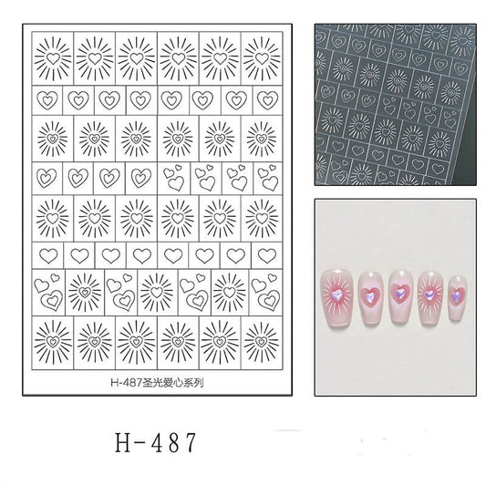 Sacred Heart & Cross Nail Stencil Stickers – Hollow Airbrush Nail Art Guides