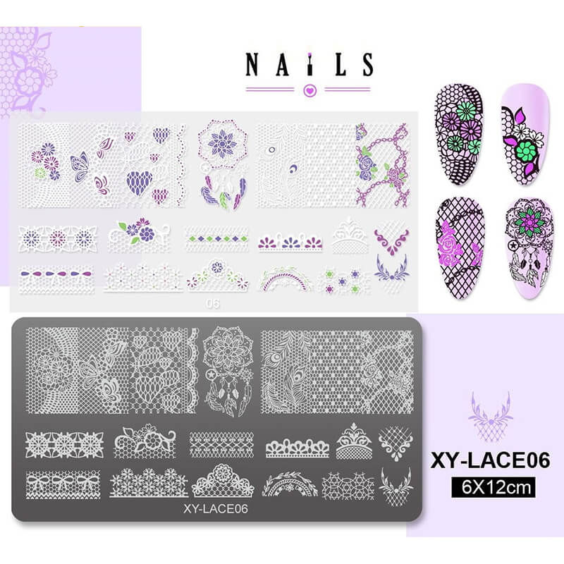 Lace French Tip Nail Stamping Plate – Elegant Border Nail Art Steel Plate