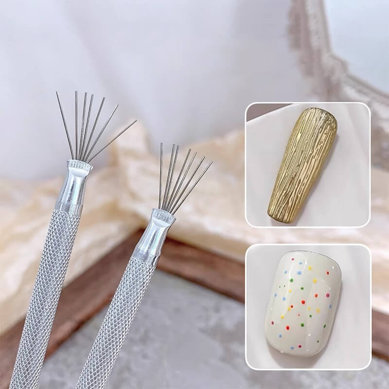 Multifunction 7 needle nail art wire pen with retractable needle tips