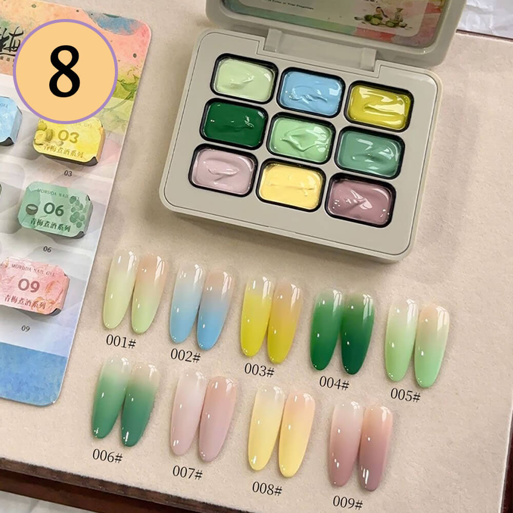 9-Color Ombre Nail Gel Polish No Wipe Painting Gel for Nail Art