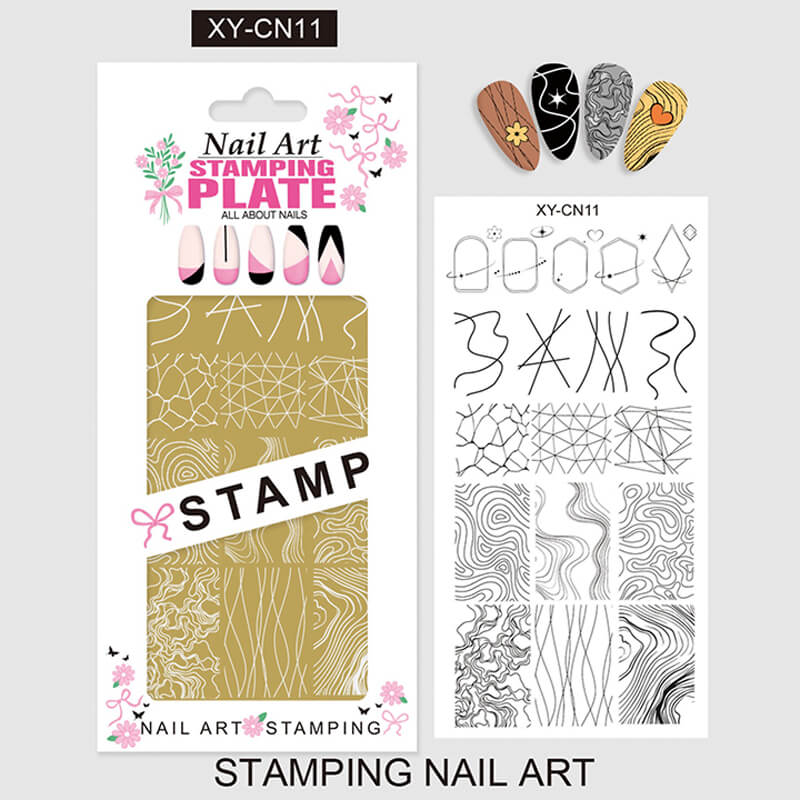 Plaid Butterfly Comic French Animal Nail Stamping Plate – Multi-Pattern Nail Art Steel Plate