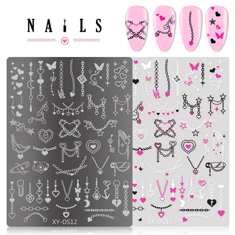 Butterfly Floral Heart Window Pattern Nail Stamping Plate – Multi-Pattern Nail Art Steel Plate