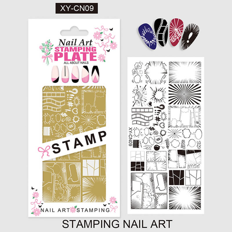 Plaid Butterfly Comic French Animal Nail Stamping Plate – Multi-Pattern Nail Art Steel Plate