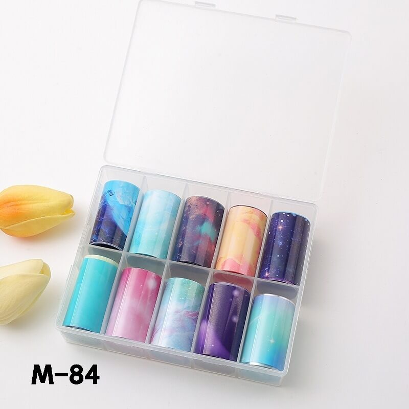 4cm wide foil strip with galaxy patterns, unrolled for measurement reference.