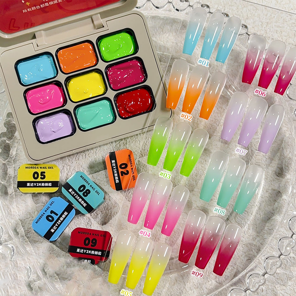 9-Color Ombre Nail Gel Polish No Wipe Painting Gel for Nail Art