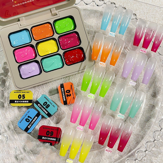 9-Color Ombre Nail Gel Polish No Wipe Painting Gel for Nail Art
