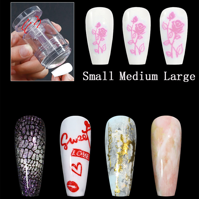 Adjustable silicone nail stamper kit – professional nail stamping tool set with soft silicone head, ideal for intricate nail art designs and pattern transfer