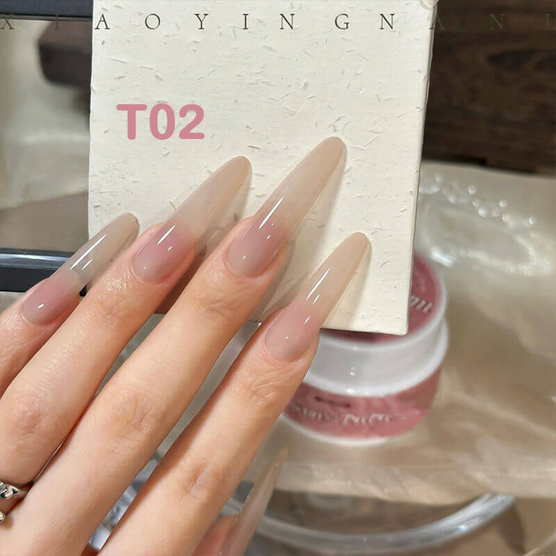 Nude gel foundation providing neutral canvas for delicate floral nail art.