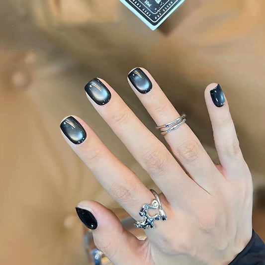 black cat eye nail gel polish