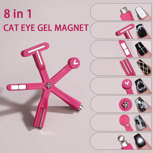 New 8-in-1 cat eye nail magnet showing multiple magnetic surfaces for different effects.
