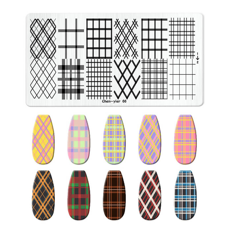 Geometric Leopard Denim Pattern Nail Stamping Plate – Multi-Design Nail Art Steel Plate With Arcylic Support Plate