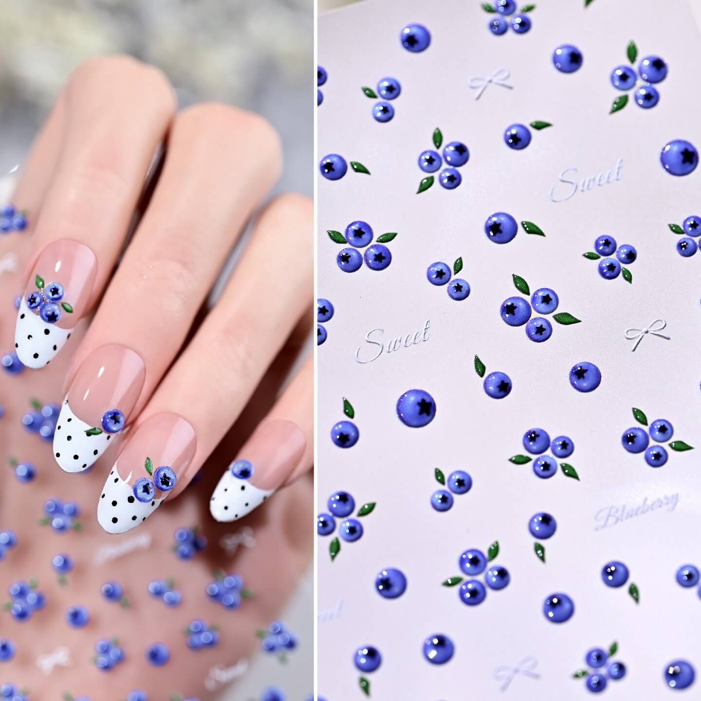 3D Blueberry Nail Stickers – Fruit Nail Art Decals