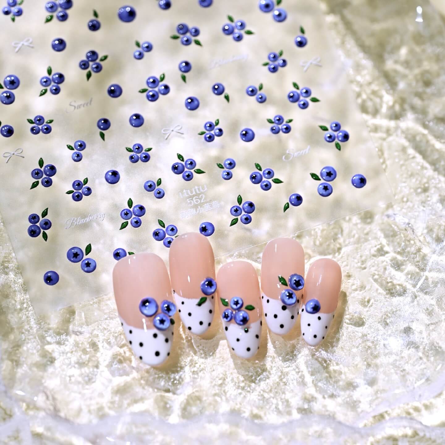 3D Blueberry Nail Stickers – Fruit Nail Art Decals