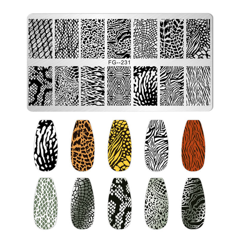 Geometric Leopard Denim Pattern Nail Stamping Plate – Multi-Design Nail Art Steel Plate With Arcylic Support Plate