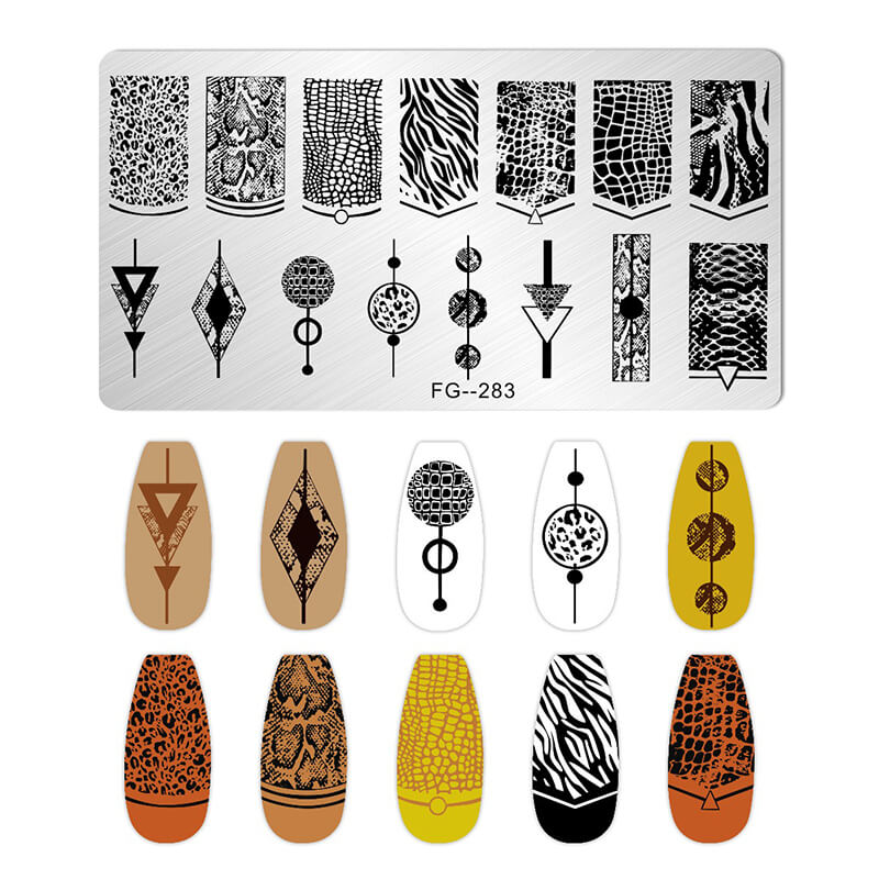 Geometric Leopard Denim Pattern Nail Stamping Plate – Multi-Design Nail Art Steel Plate With Arcylic Support Plate