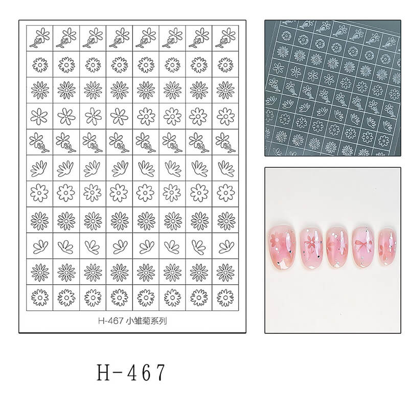 Ultra-thin nail sticker bent to show flexibility and lightweight material.