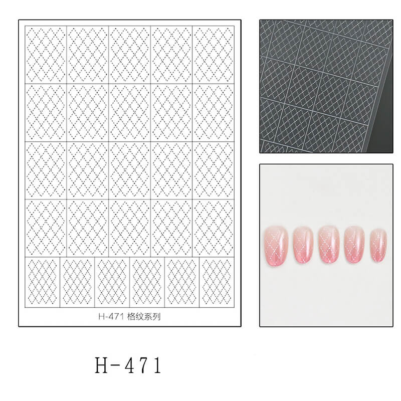 Nail art design sheet with grid pattern 