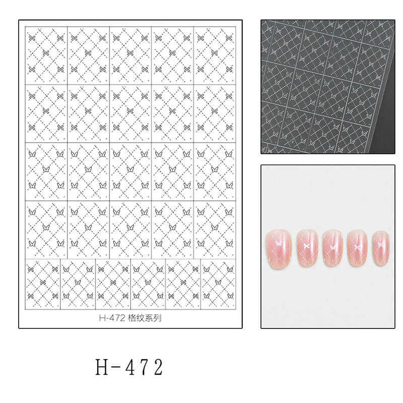 Nail art design sheet with butterfly geometric pattern 