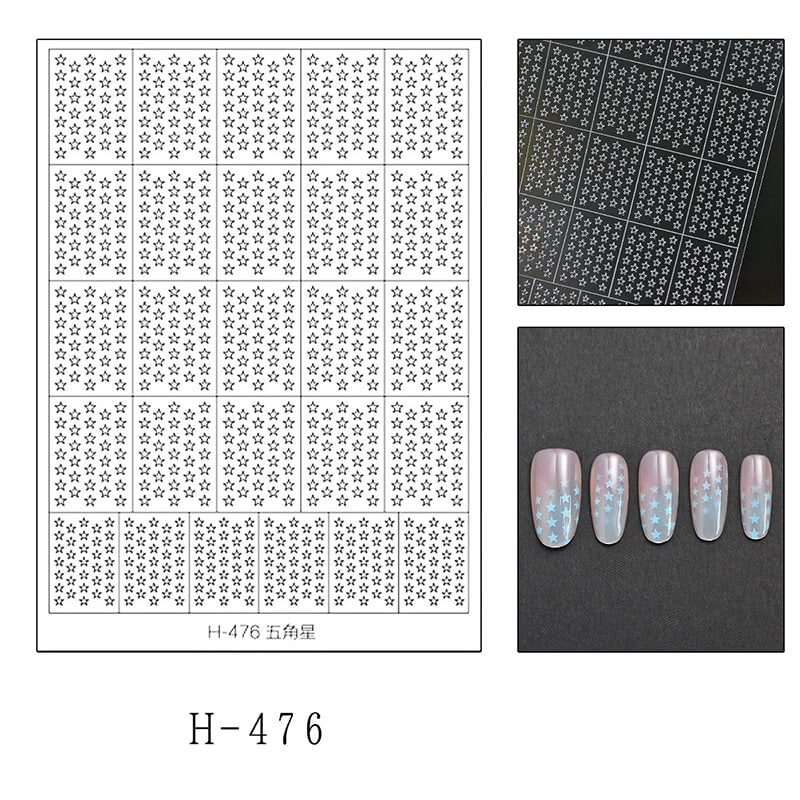 Nail art sticker sheet with star designs 