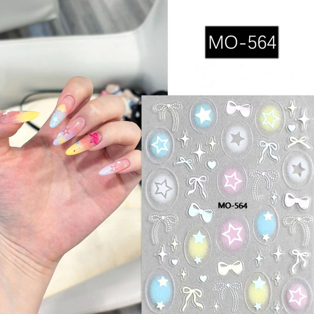Hollow Nail Stickers with Hearts Stars and Bows