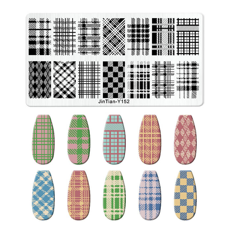 Geometric Leopard Denim Pattern Nail Stamping Plate – Multi-Design Nail Art Steel Plate With Arcylic Support Plate