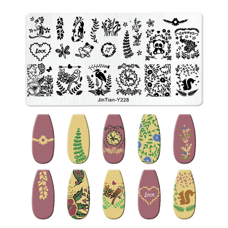 Leaf Botanical Butterfly Animal Pattern Nail Stamping Plate – Multi-Pattern Nail Art Steel Plate