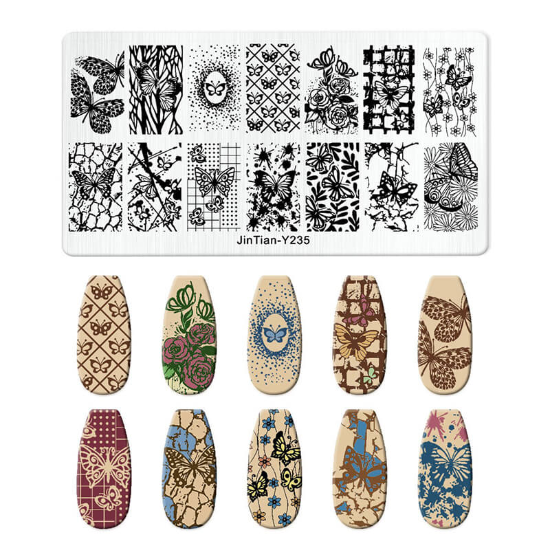 Leaf Botanical Butterfly Animal Pattern Nail Stamping Plate – Multi-Pattern Nail Art Steel Plate