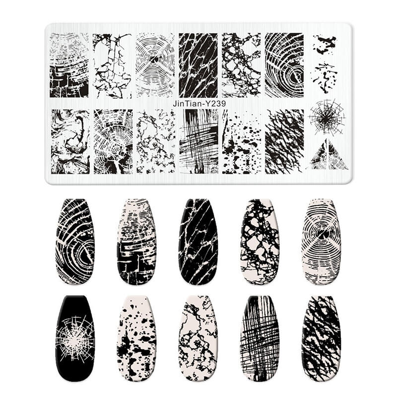 Geometric Leopard Denim Pattern Nail Stamping Plate – Multi-Design Nail Art Steel Plate With Arcylic Support Plate