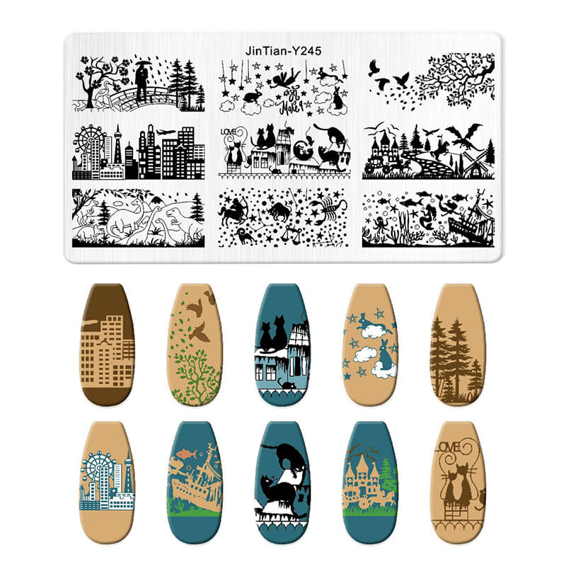 Leaf Botanical Butterfly Animal Pattern Nail Stamping Plate – Multi-Pattern Nail Art Steel Plate