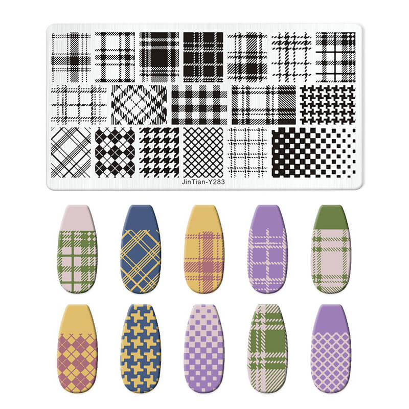 Geometric Leopard Denim Pattern Nail Stamping Plate – Multi-Design Nail Art Steel Plate With Arcylic Support Plate