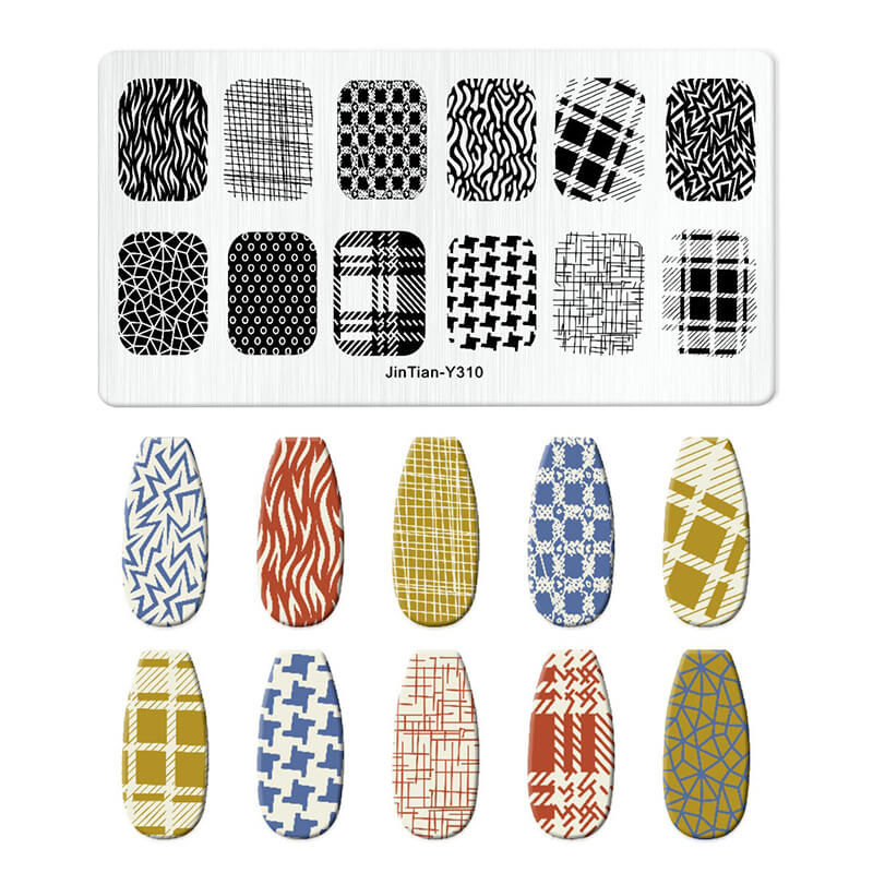 Geometric Leopard Denim Pattern Nail Stamping Plate – Multi-Design Nail Art Steel Plate With Arcylic Support Plate