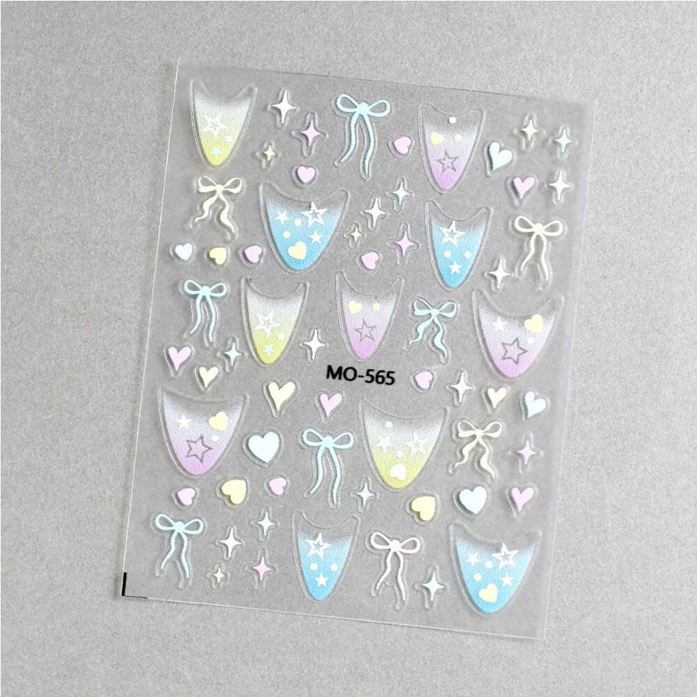 Hollow Nail Stickers with Hearts Stars and Bows