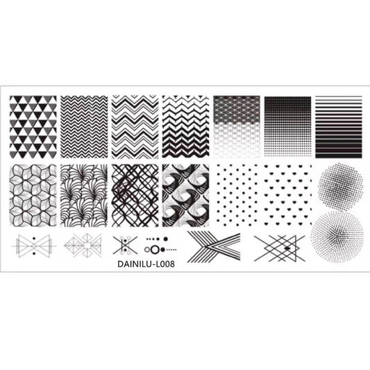 Geometric Lines & Dots Nail Stamping Plate – Abstract Pattern Steel Plate for Nail Art Design