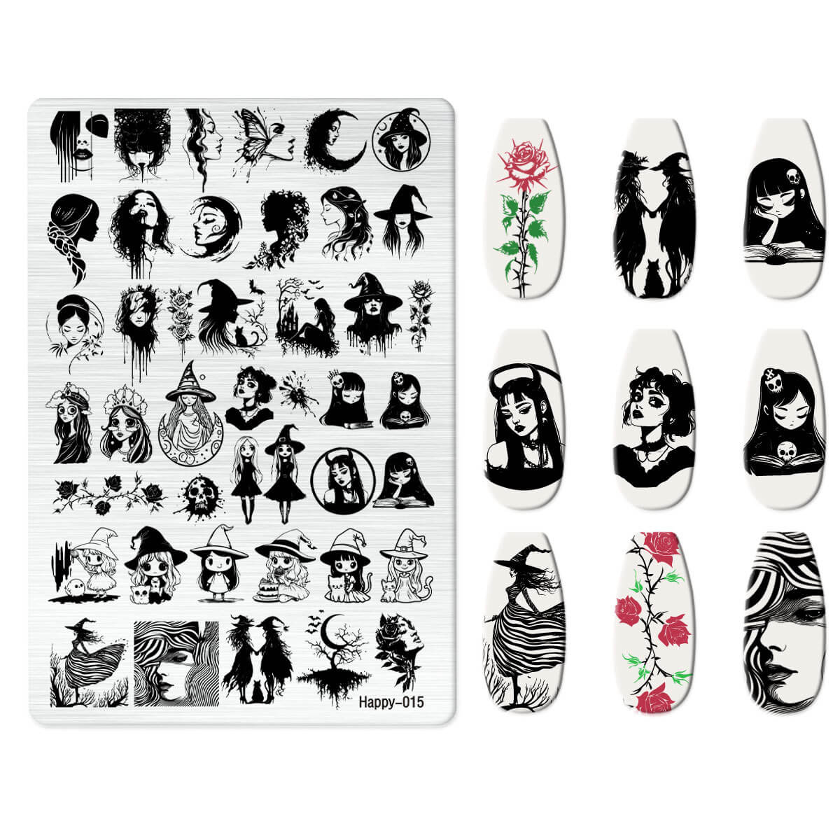 Multi-Pattern Nail Stamping Plate – Heart, Star, Frame, Leopard & Comic Style Designs