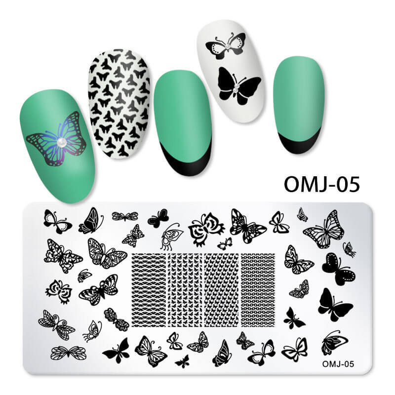 Butterfly Floral Snowflake Starburst Nail Stamping Plate – Multi-Pattern Nail Art Steel Plate
