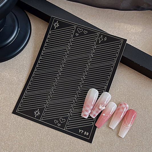 Plaid nail sticker sheet featuring assorted checkered patterns—tartan, gingham, buffalo check, and windowpane designs