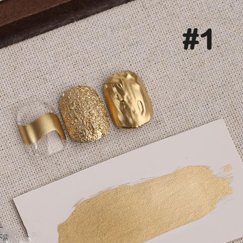 Metallic blooming ink set with gold, silver, and copper shades for fluid nail art