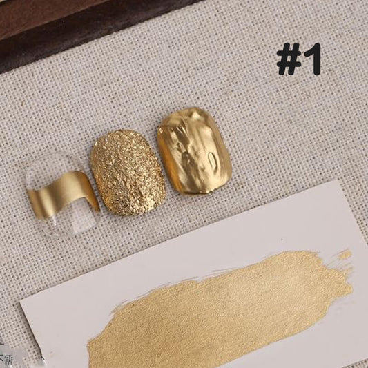Metallic blooming ink set with gold, silver, and copper shades for fluid nail art