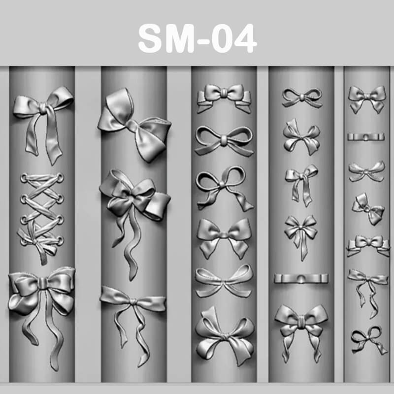 3D bow charm mold with classic ribbon bows, modern knots, and tiny bow accents in flexible silicone