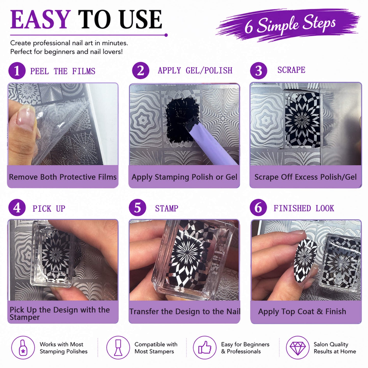 Op Art Nail Stamping Plate – Optical Illusion Nail Art Steel Plate