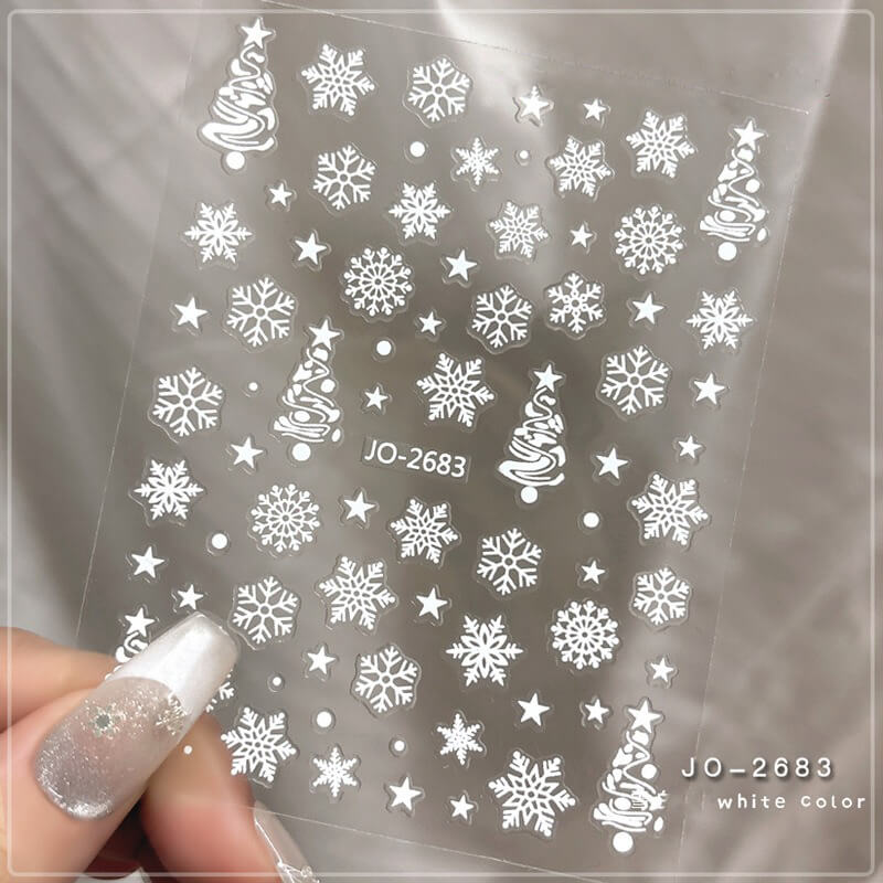 Gold Laser Xmas Tree Snowflake Nail Art Stickers