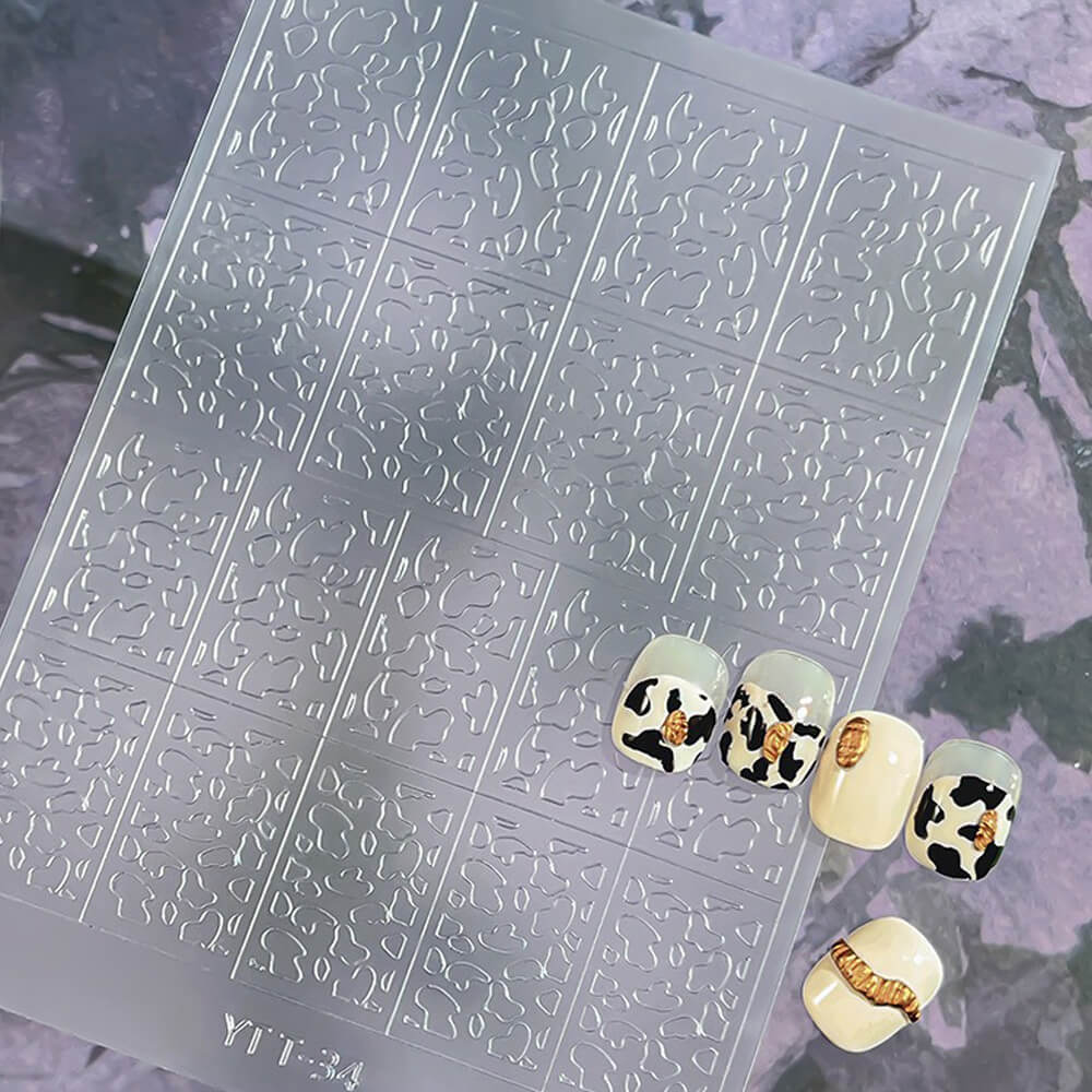 French Star & Heart Designs – Transparent Hollow Nail Stickers