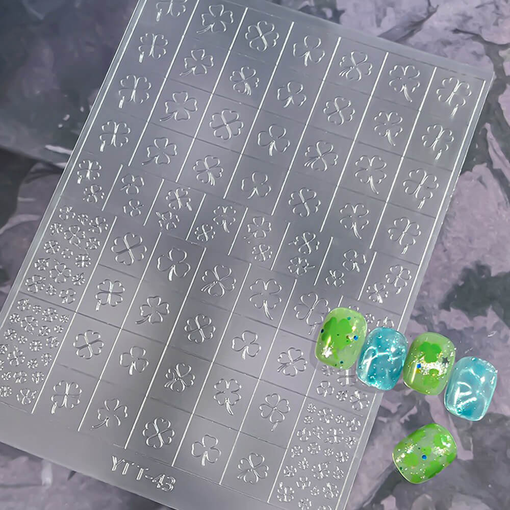 French Star & Heart Designs – Transparent Hollow Nail Stickers