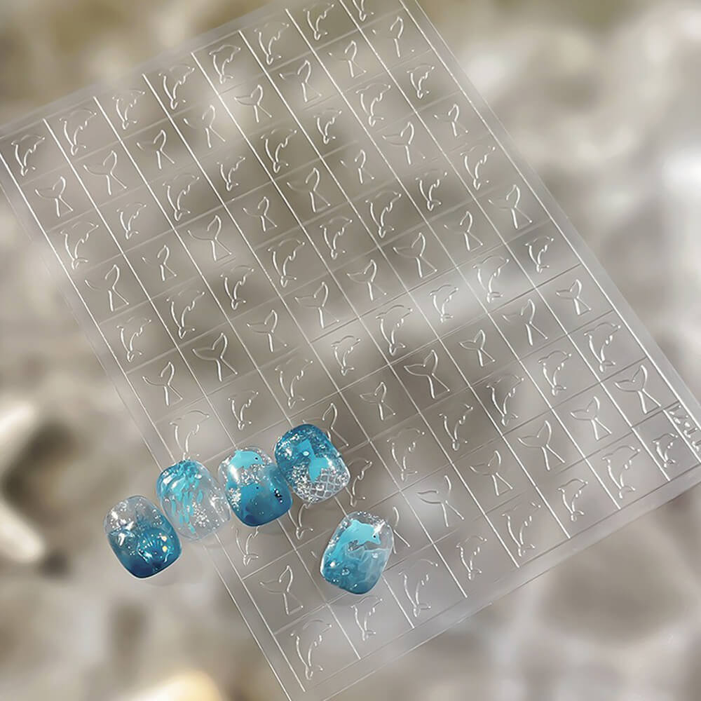 French Star & Heart Designs – Transparent Hollow Nail Stickers