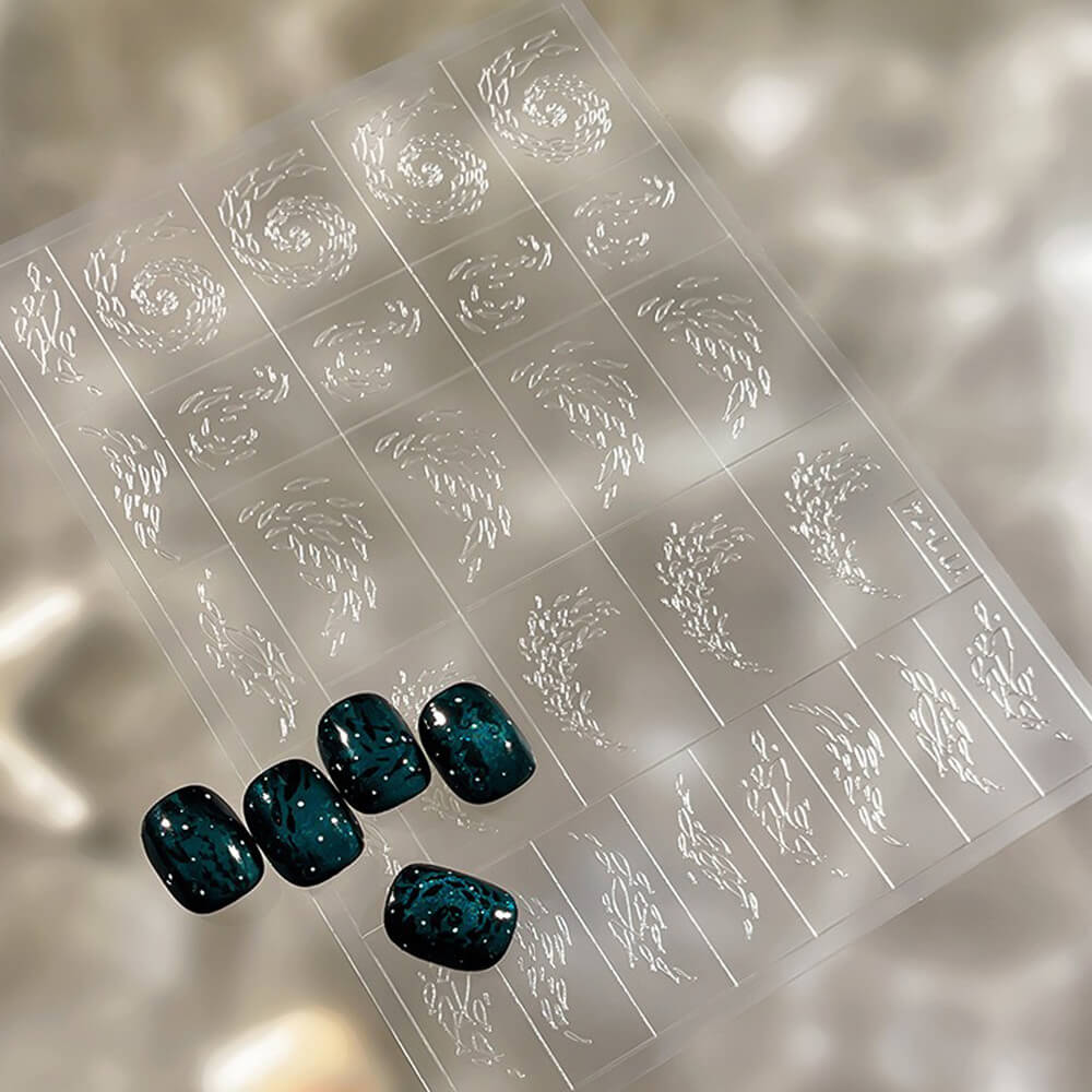 French Star & Heart Designs – Transparent Hollow Nail Stickers
