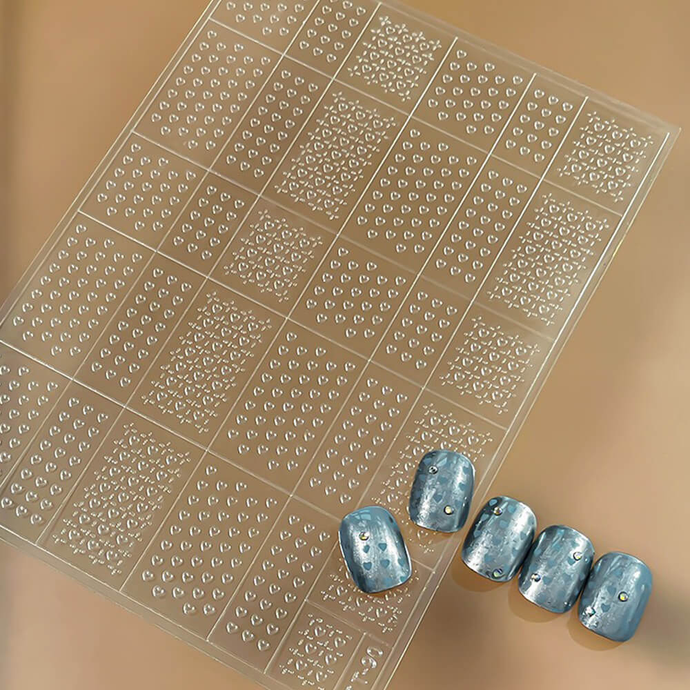 French Star & Heart Designs – Transparent Hollow Nail Stickers
