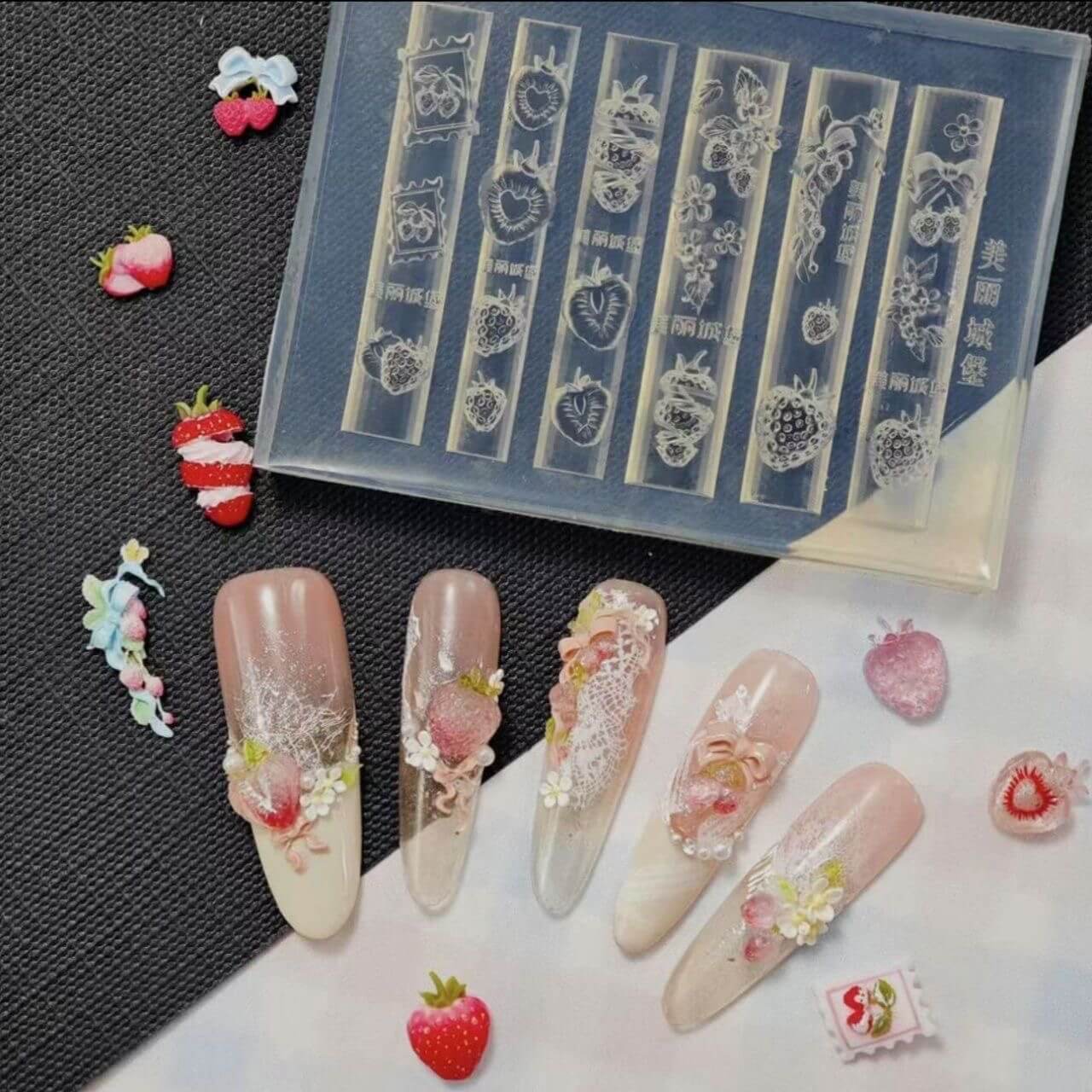 3D Strawberry Nail Art Silicone Mold for Cute Nail Decorations
