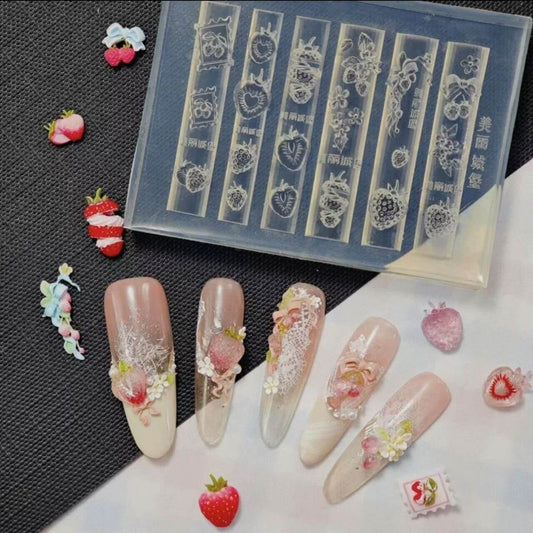 3D Strawberry Nail Art Silicone Mold for Cute Nail Decorations

