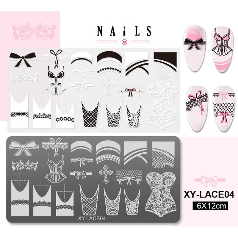 Lace French Tip Nail Stamping Plate – Elegant Border Nail Art Steel Plate